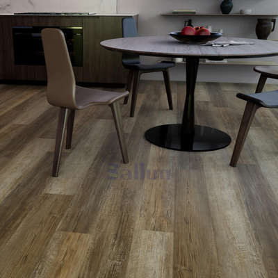 Waterproof Click Locking Oak Wood Grain Finish Vinyl Flooring for Home Kitchen Office